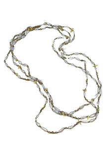  Japanese Keshi Pearl Necklace with Ethiopian Opal and Zircon
