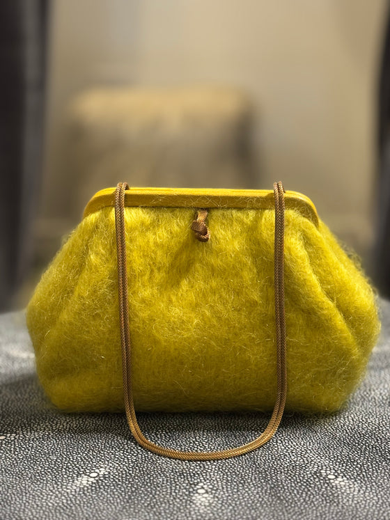 Susan Mustard Mohair Clutch