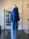 Blue Silk Blouse with Dolman Sleeves
