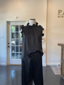  Brazeau Tricot Silk Charmeuse Black Sleeveless Flora Top