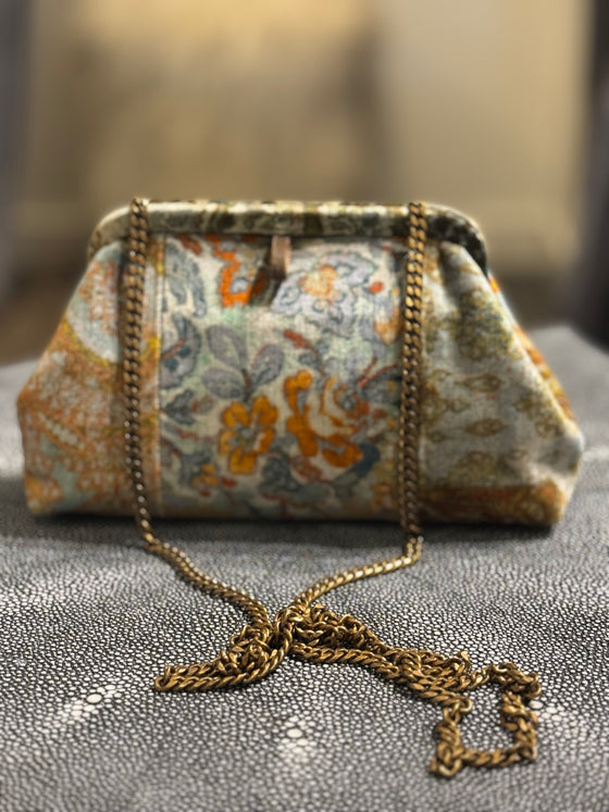 Liette Teal Multicolor Floral Clutch