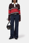 Polo with Rugby Stripe in Cinder Brown