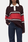 Polo with Rugby Stripe in Cinder Brown