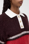Polo with Rugby Stripe in Cinder Brown