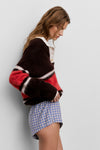 Polo with Rugby Stripe in Cinder Brown