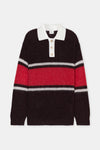 Polo with Rugby Stripe in Cinder Brown