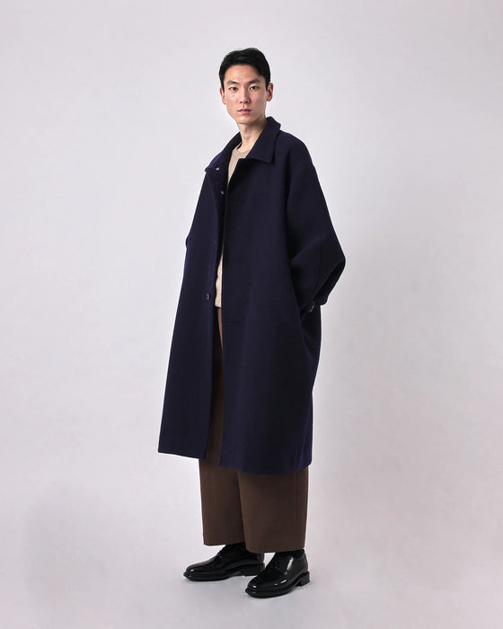 7115 by Szeki Navy Wool Cuffed Coat