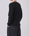 7115 by Szeki Black Curved Shoulder Crewneck Sweater