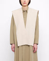 Extrafine Merino Wool Beige and White Hooded Scarf/Vest