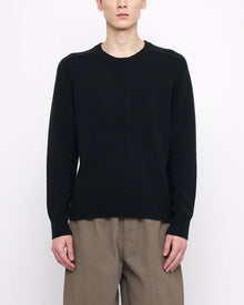  Black Signature Curved Shoulder Merino/Cotton Sweater
