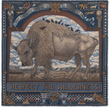  "Secrets of the Bison" 42cm Square Silk Twill Scarf Chambray/Stone