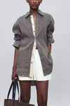 Dani Button Down Graphite Linen Stripe