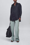 Dani Button Down Black Silk Twill