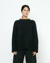 Oversized Alpaca and Merino Ribbed Mock Neck Black
