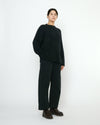 Oversized Alpaca and Merino Ribbed Mock Neck Black