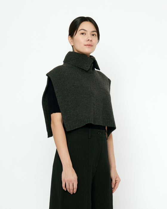 Yak and Merino Knit Turtleneck Vest Charcoal