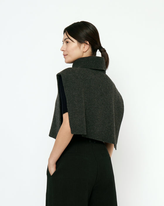 Yak and Merino Knit Turtleneck Vest Charcoal