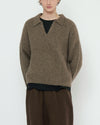 Collared V-Neck Jumper Light Umber