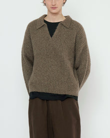  Collared V-Neck Jumper Light Umber