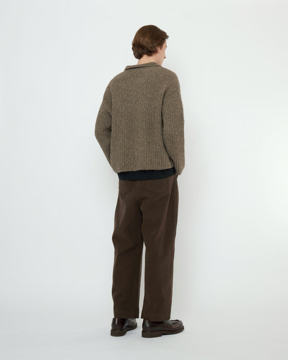Collared V-Neck Jumper Light Umber