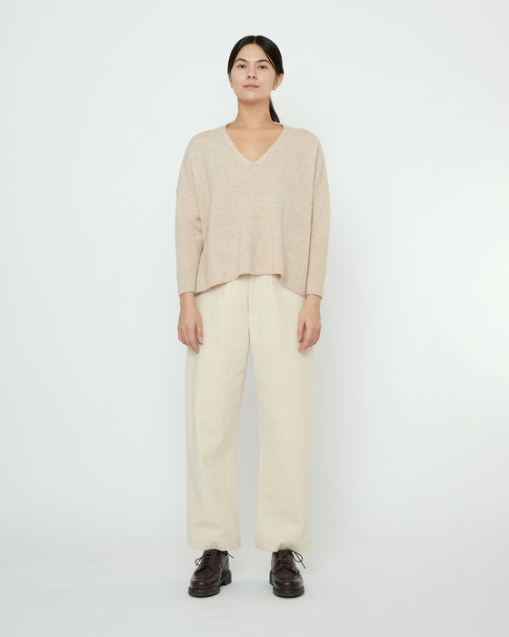 V-Neck Sweater Wool and Alpaca Sand Beige