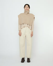  Yak and Merino Knit Turtleneck Vest Taupe