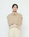 Yak and Merino Knit Turtleneck Vest Taupe