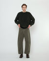 Striped Poet Sleeves Sweater Gray Black