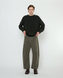  Striped Poet Sleeves Sweater Gray Black