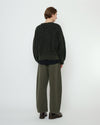 Striped Poet Sleeves Sweater Gray Black