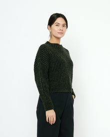  Striped Wool and Alpaca Ribbed Mock Neck Gray Black