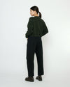 Striped Wool and Alpaca Ribbed Mock Neck Gray Black