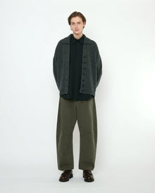  Chunky Collared Recycled Wool Cardigan Gray