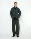 Chunky Collared Recycled Wool Cardigan Gray