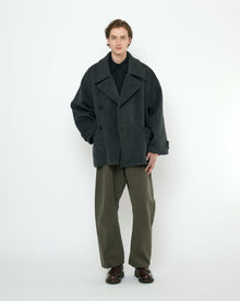  Double Breasted Short Wool Coat Charcoal