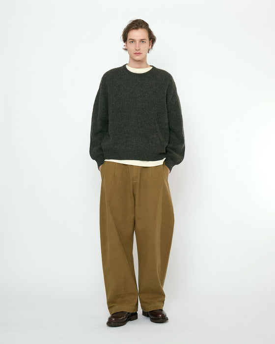 Signature Yak and Merino Poet Sleeves Sweater Charcoal