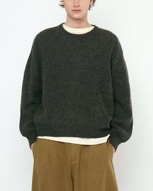  Signature Yak and Merino Poet Sleeves Sweater Charcoal