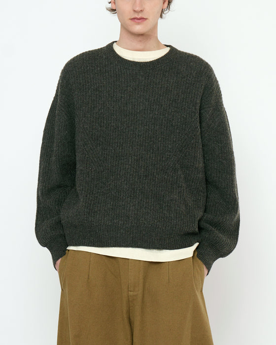 Signature Yak and Merino Poet Sleeves Sweater Charcoal
