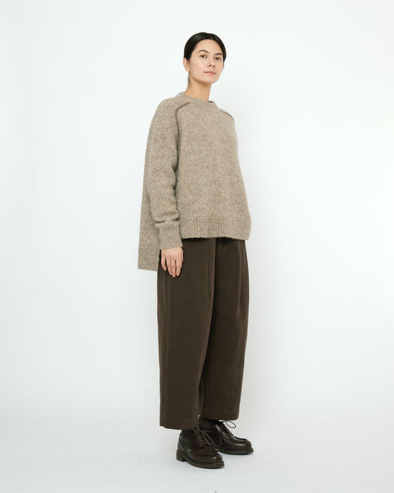 Rolled Seams Yak and Alpaca Pullover Sweater Light Taupe