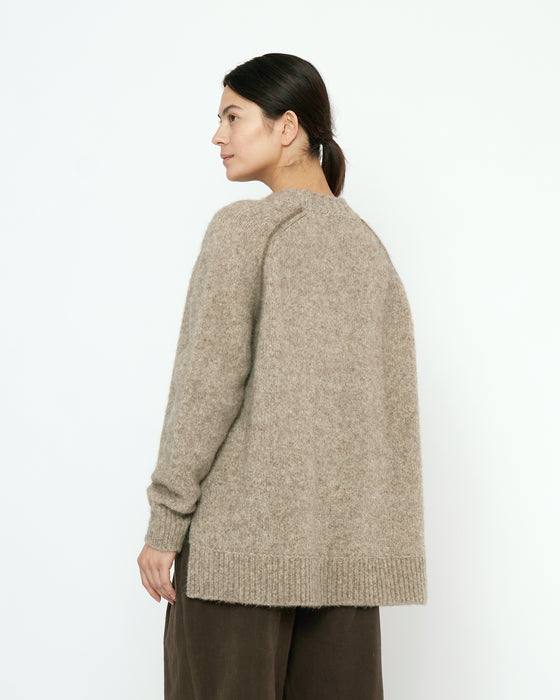 Rolled Seams Yak and Alpaca Pullover Sweater Light Taupe