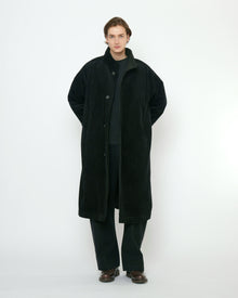  Padded Corduroy Coat with Fleece Lining Black