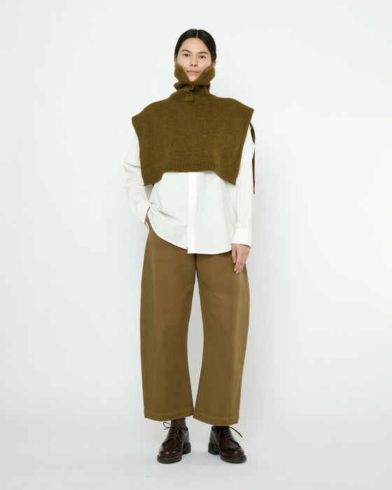 Yak and Merino Knit Turtleneck Vest Kelp