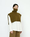 Yak and Merino Knit Turtleneck Vest Kelp