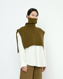  Yak and Merino Knit Turtleneck Vest Kelp