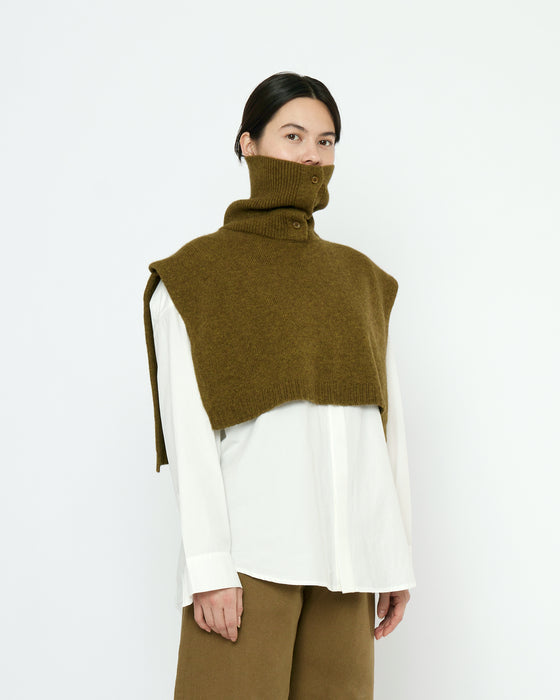 Yak and Merino Knit Turtleneck Vest Kelp
