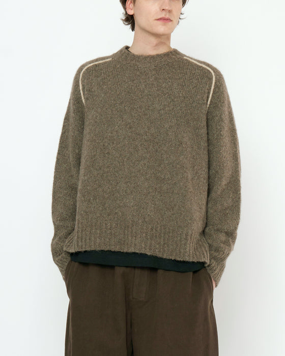 Rolled Seams Yak and Alpaca Pullover Sweater Light Umber