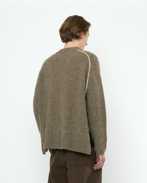 Rolled Seams Yak and Alpaca Pullover Sweater Light Umber