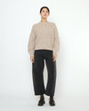 Striped Poet Sleeves Sweater Taupe Sand
