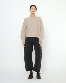  Striped Poet Sleeves Sweater Taupe Sand