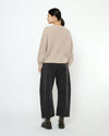 Striped Poet Sleeves Sweater Taupe Sand